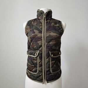 J Crew green Camo  puffer down Vest